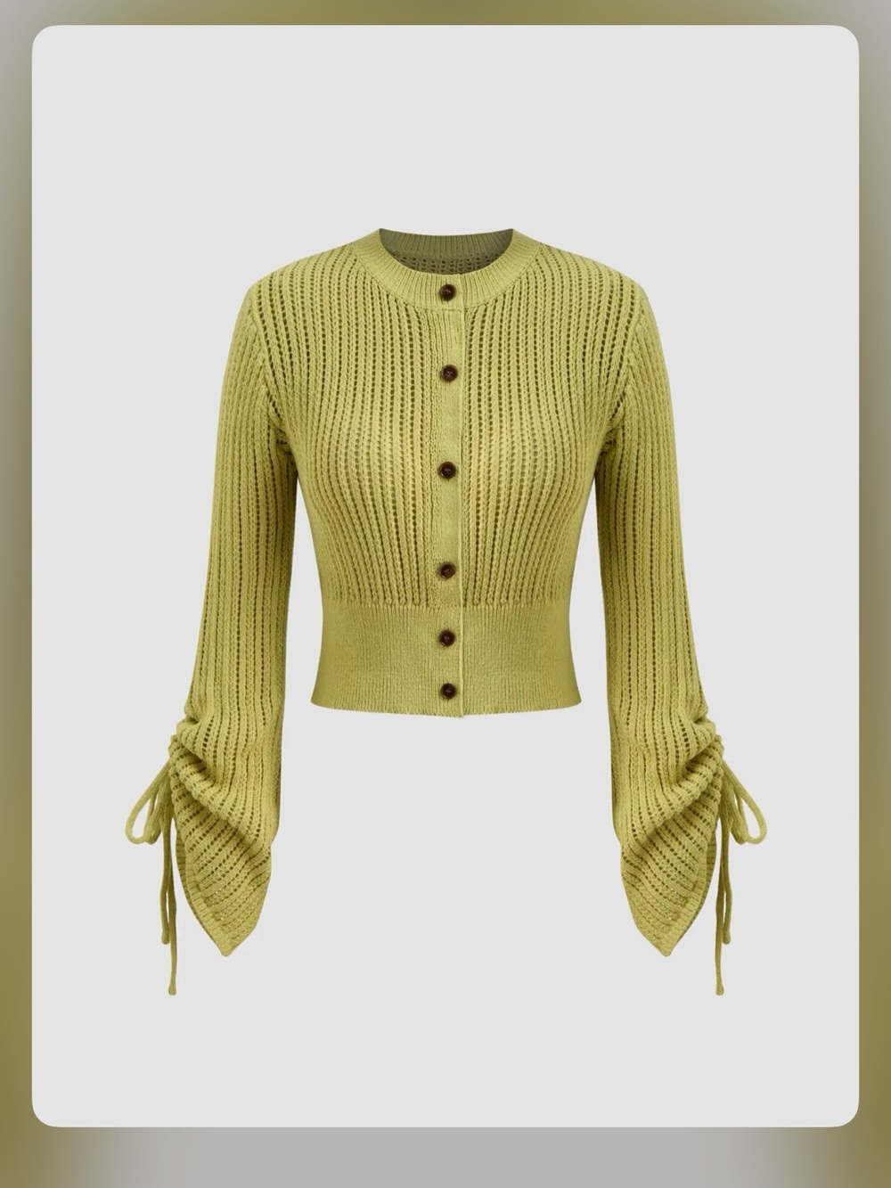 Cider KNITTED ROUND NECKLINE SOLID DRAWSTRING CARDIGAN L WC13-17